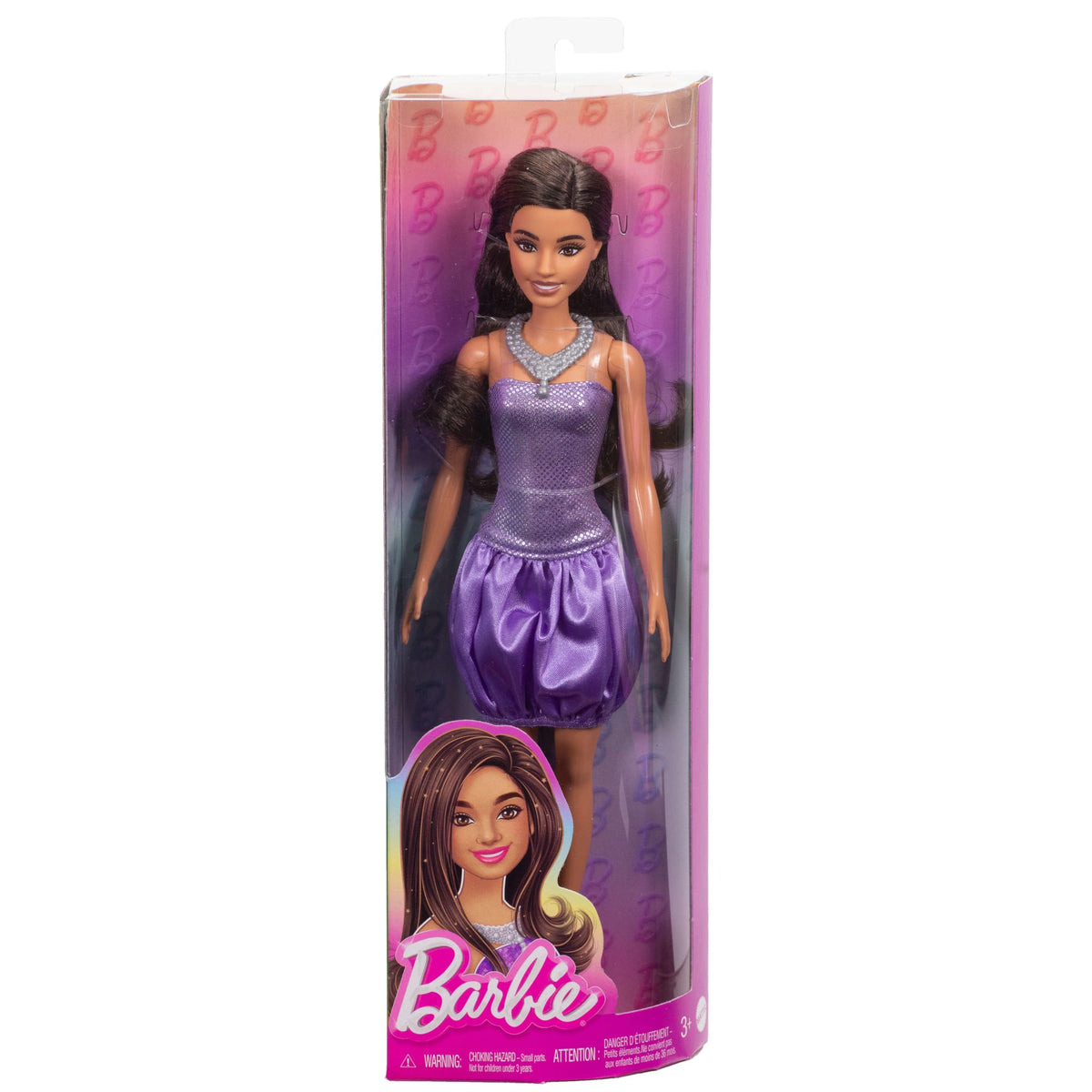 Barbie Fashionista Boneca Vestido Roxo e Colar