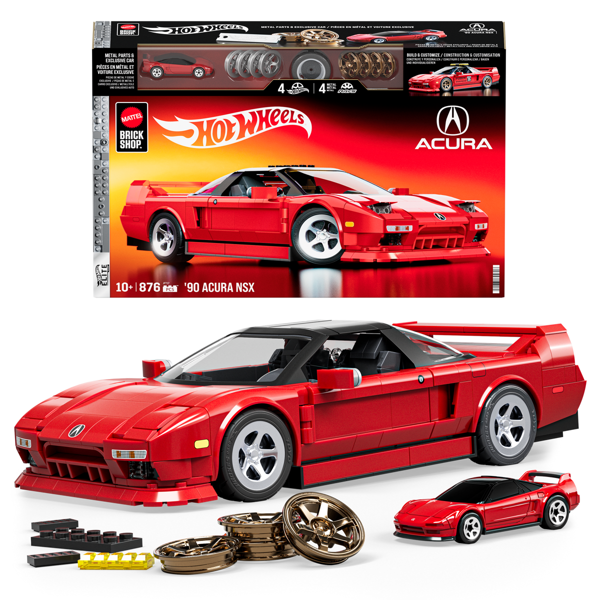 (Sold Out) Mattel Brick Shop Hot Wheels ’90 Acura Nsx Building Toy (876 Pieces), For Collectors