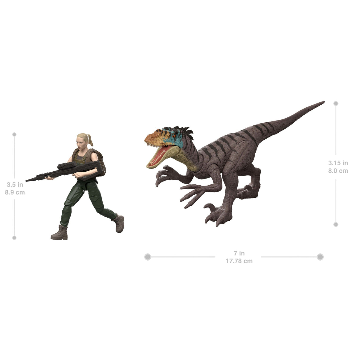 Jurassic World Rebirth Zora Bennett & Velociraptor Figures Pack, Movie Authentic 3.75 Inch Scale