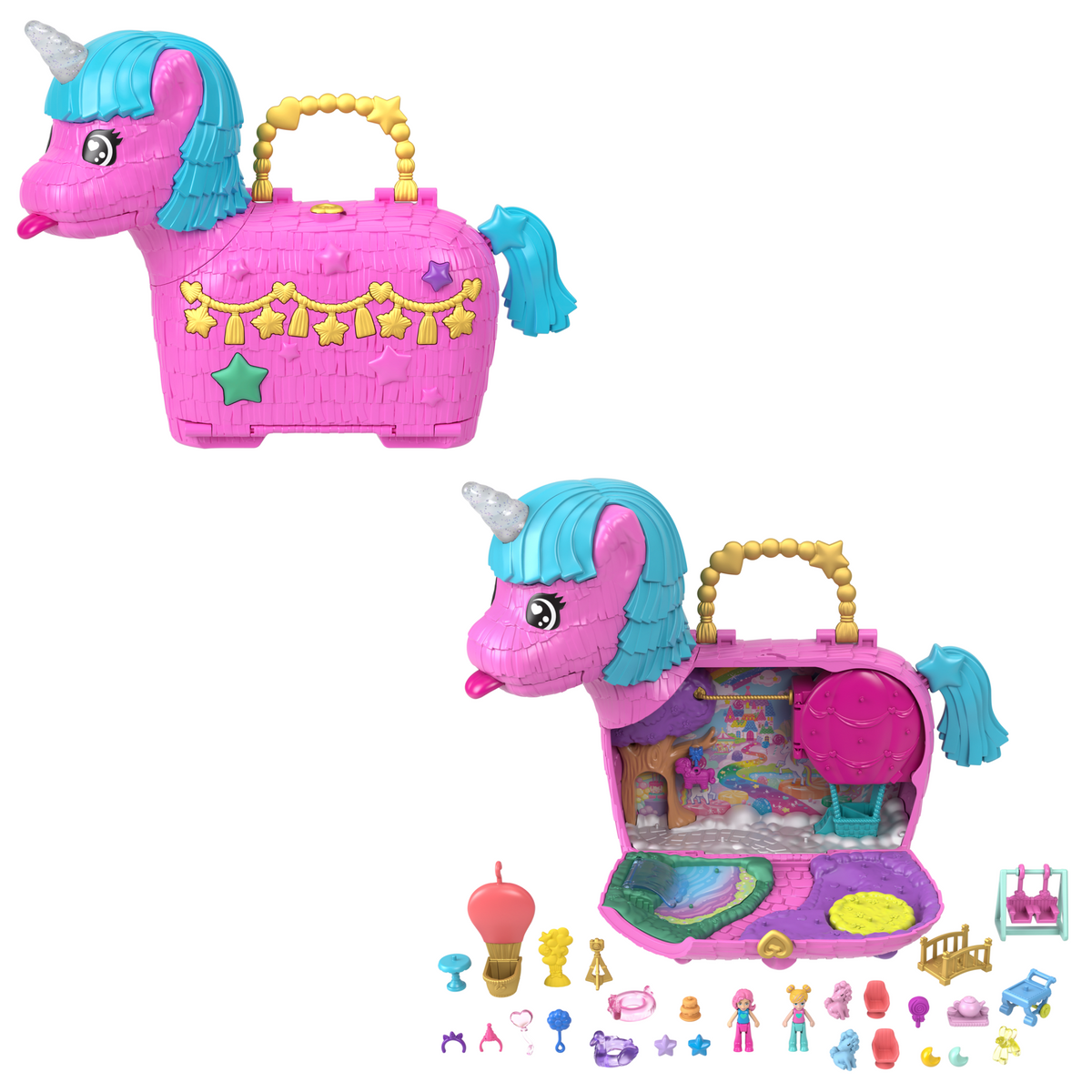 Polly Pocket Coffret Licorne Place à La Fête, 2Micro-Poup., 25Acc.