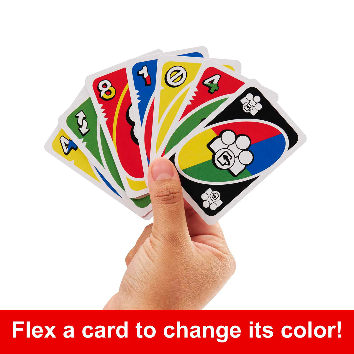 UNO Flex Card Game For Family Night Where Cards Change Color When Flexed in Collectible Tin Box