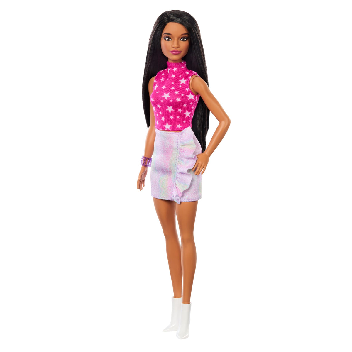 Barbie Fashionistas Doll #215 With Black Straight Hair & Iridescent Skirt, 65Th Anniversary