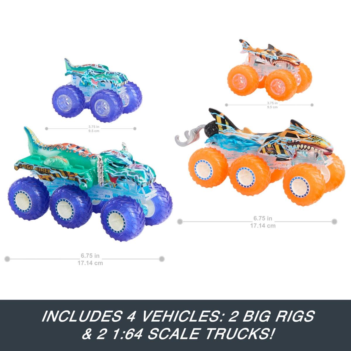Hot Wheels Monster Trucks Power Smashers Toy Truck & Big Rig Multipack (4 Toy Trucks)