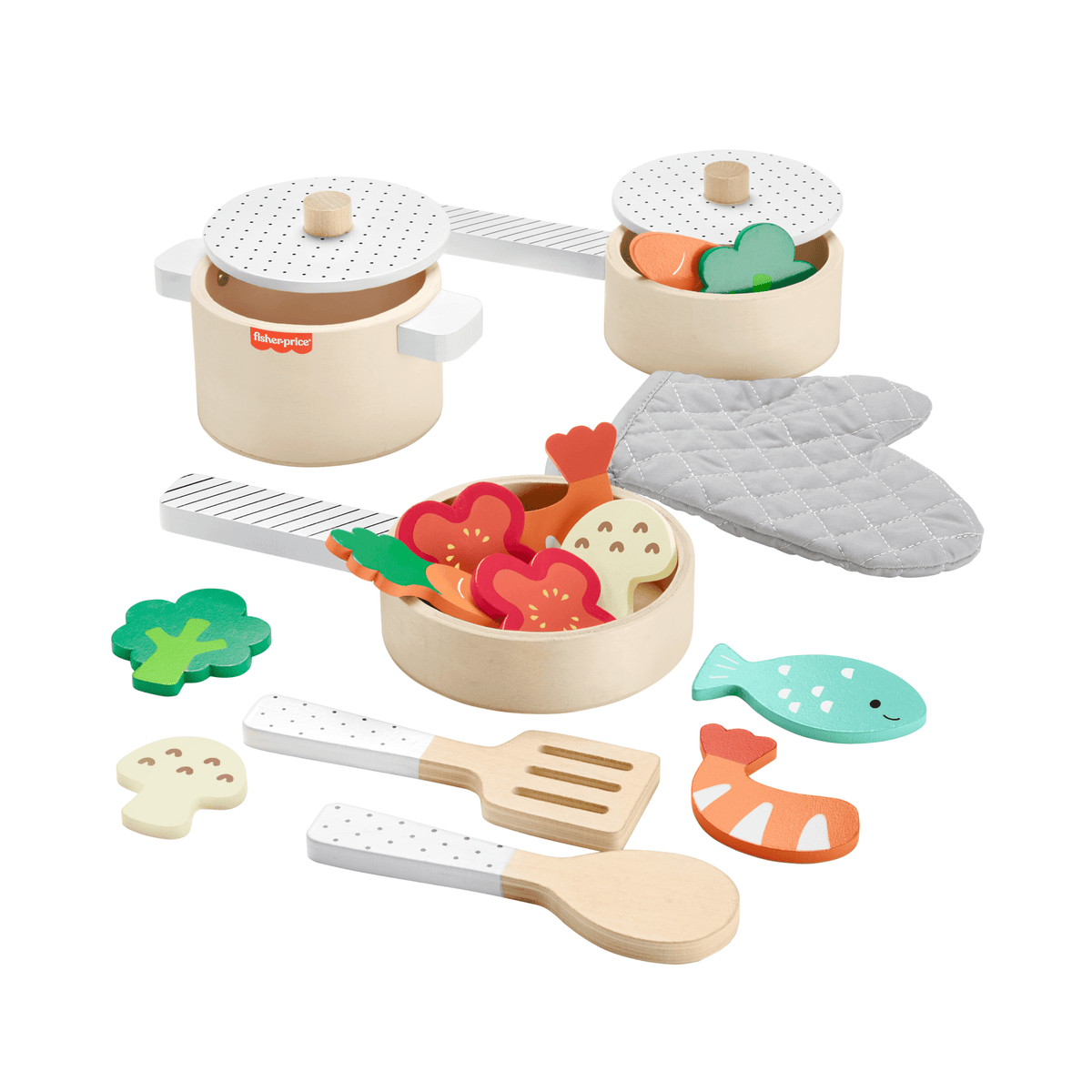 Fisher-Price Juguete para Bebés Set de Ollas y Sartenes de Madera