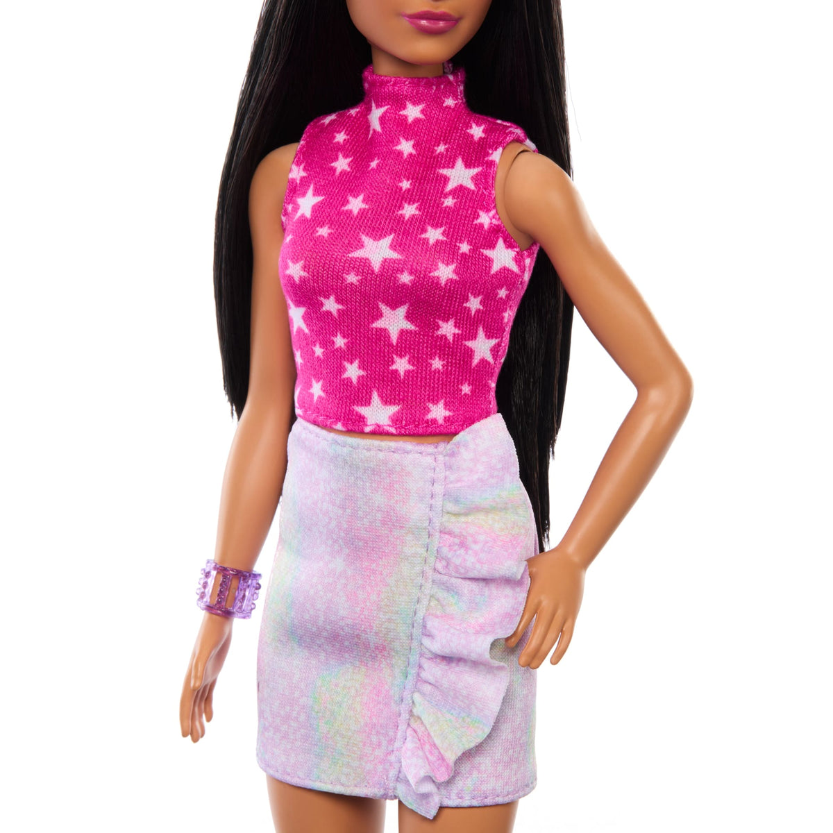 Barbie Fashionistas Doll #215 With Black Straight Hair & Iridescent Skirt, 65Th Anniversary
