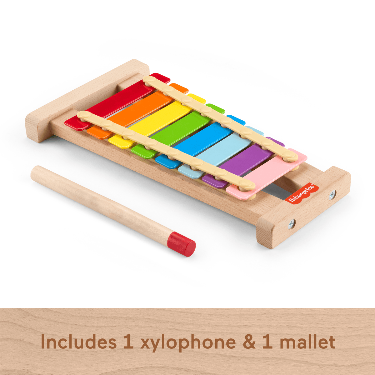 Fisher-Price Wooden Xylophone, Musical instrument Toy For Toddlers, 2 Wood Pieces